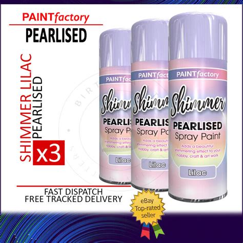 3x Pearlised Lilac Spray Paint Shimmer Fast Drying Metal Wood Plastic