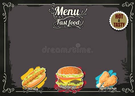 Restaurant Fast Foods Menu On Chalkboard Vector Format Eps10 Stock