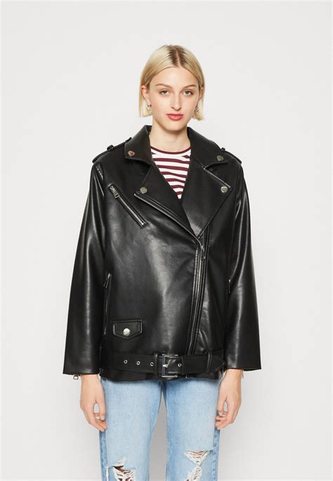 Cotton On Oversized Biker Jacket Faux Leather Jacket Black Zalandoie