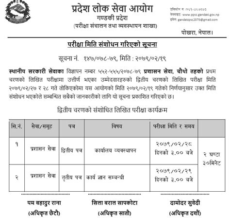 Gandaki Pradesh Lok Sewa Aayog Revised Nd Phase Written Exam Schedule