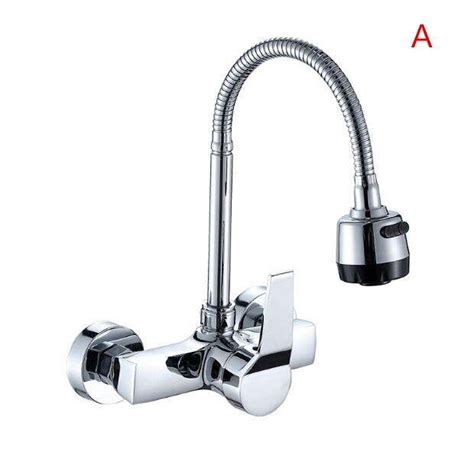 Luxury Wall Mounted Double Holes Flexible Kitchen Faucet Mixers Sink Tap Wall Kitchen Faucet Hot