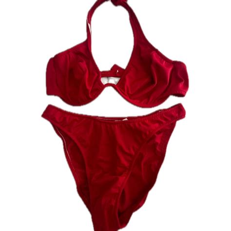 SMALL CUP SIZE D Vintage Red Venus Bikini Depop