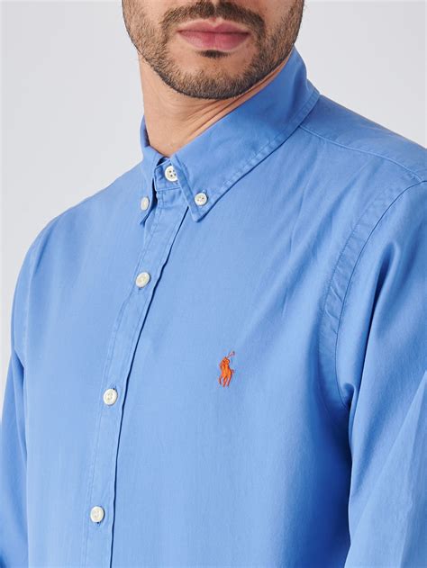 Polo Ralph Lauren Mens Slim Fit Cotton Twill Shirt Azure