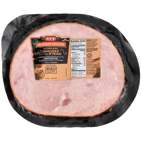 H E B Fully Cooked Boneless Hickory Smoked Uncured Ham Steak Shop