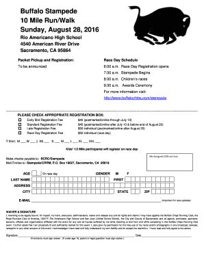 Fillable Online Buffalo Stampede Registration Form Buffalo Chips