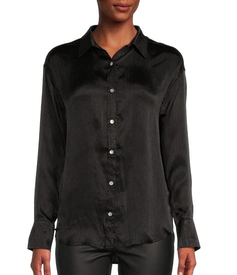 Honey And Sparkle Satin Button Front Shirt Dillards