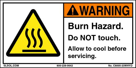 Warning Burn Hazard Safety Label 2 X4