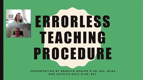 Errorless Teaching Procedure Youtube