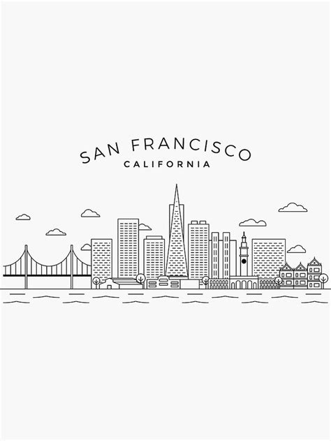 San Francisco Skyline Travel Sticker By Duxdesign Redbubble San