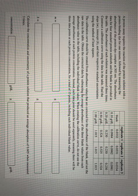 Solved A protein assay requires the reaction of the protein | Chegg.com