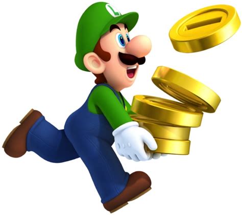 Luigi Holding Coins In New Super Mario Brothers 2 Super Mario And