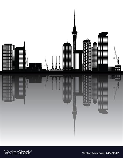 Auckland city skyline reflect Royalty Free Vector Image