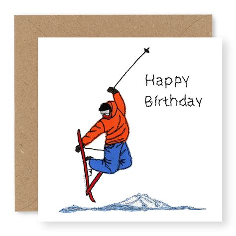 Skiing Birthday Card Boys Skiing Card Girls Skiing Card Printed From