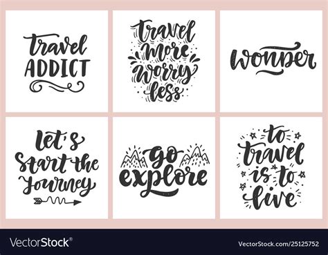 Travel slogan set hand drawn poster Royalty Free Vector