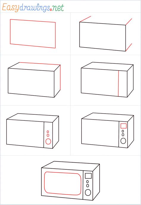 How To Draw A Microwave Step By Step For Beginners