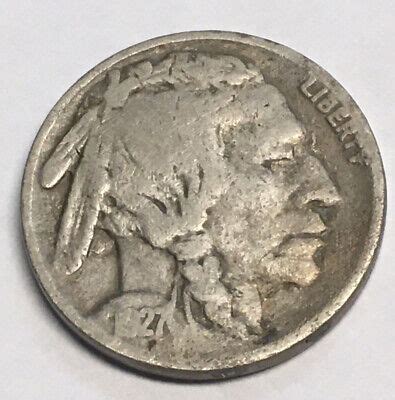 1927 indian head Buffalo 5C nickel No Mint Mark Rare Uncertified ...