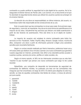 Contrase As Seguras En Internet Pdf