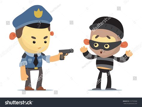 Police Officer Catching Thief Stock Vector 313755506 Shutterstock