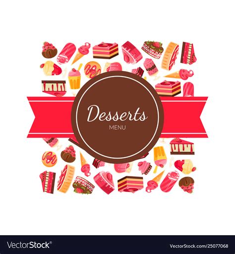 Desserts Menu Banner Template Tasty Sweets Vector Image