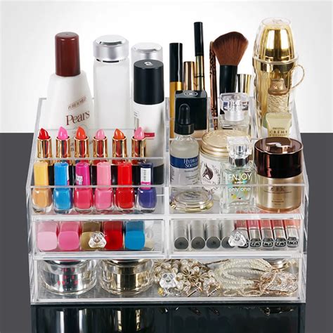 Acrylic Makeup Organizer Plastic Transparent Drawer Cosmetics Container