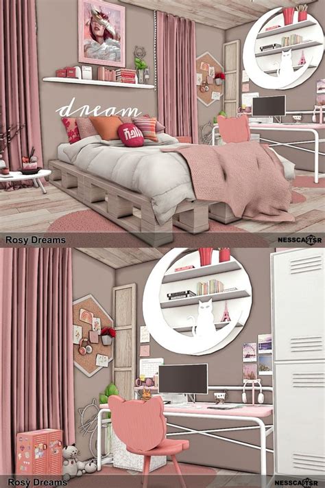 The Sims 4 Room Cc Rosy Dreams Sims4 The Sims 4 Sims4 Room Sims4