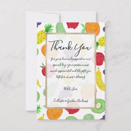 Colorful Acrylic Fruit Thank You Card