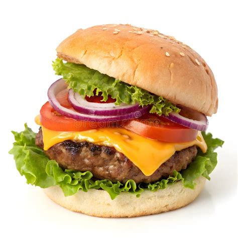 fresh beef burger isolated  white background stock illustration