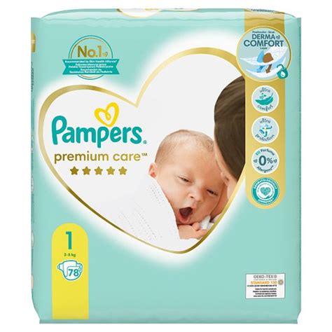 Pampers Premium Care Size 1, Nappy x78, 2kg-5kg - Tesco Groceries