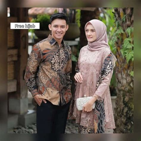 Jual Set Couple Kebaya Mega Nude Set Couple Kebaya Lamaran Set Couple Kebaya Tunangan Shopee