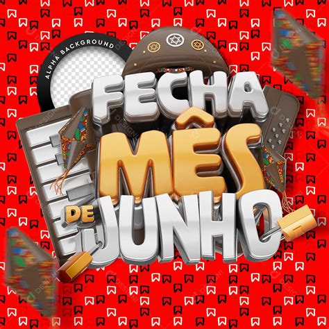 Selo 3D Fecha Mês De Junho Para Composição PSD download Designi