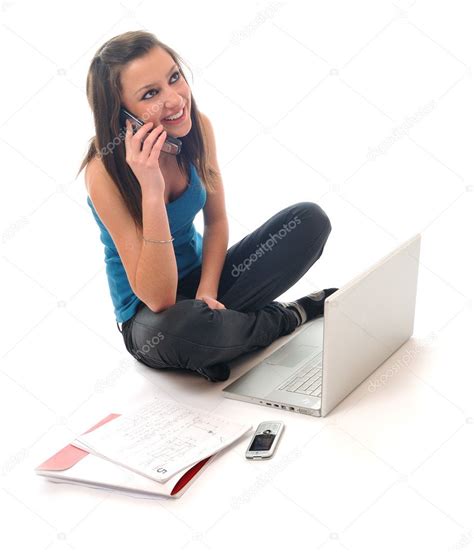 Girl working on laptop Stock Photo by ©.shock 1678035