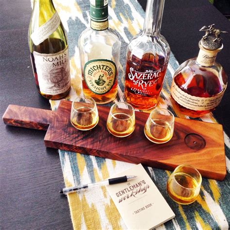 Whiskey Flight Tasting Board With 4 Glasses