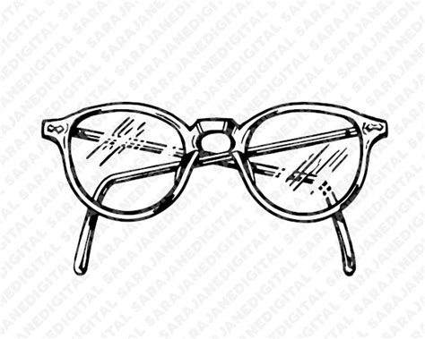 Eyeglasses Glasses Vision Black and White PNG SVG Vintage Illustration Sketch Clip Art Hand ...