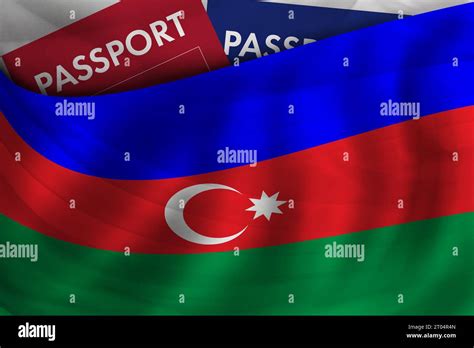 Azerbaijani Flag Background And Passport Of Azerbaijan Citizenship Official Legal Immigration