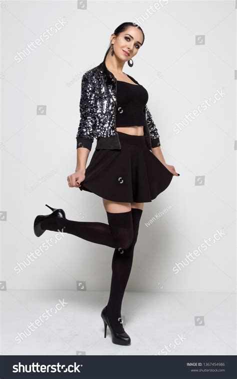 Sexy Brunette Girl Short Black Skirt Stock Photo Shutterstock