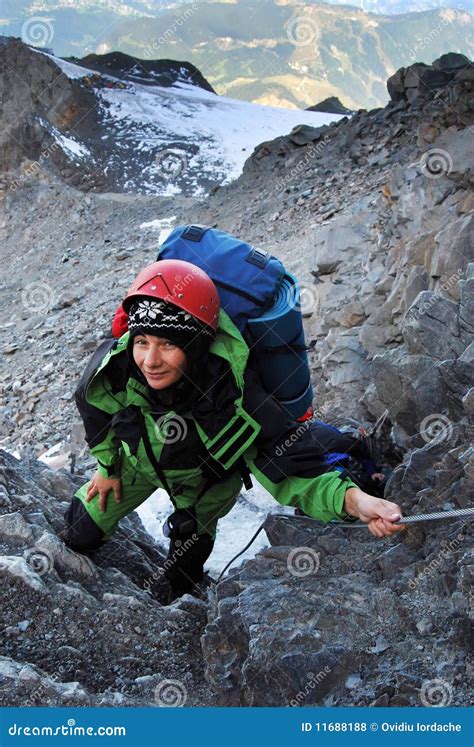 Mountaineer Woman Climbing Stock Photo Image Of Mountains 11688188