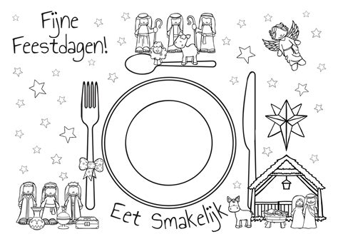 Juf Bijtje Placemat Kerst Versie 2 Kerststalletje Jufbijtje Nl