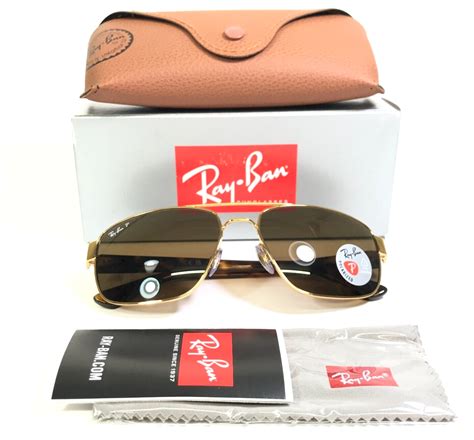 Ray Ban Sunglasses Rb3663 00157 Gold Polished Tortoise Aviator Polarized Lenses Ebay