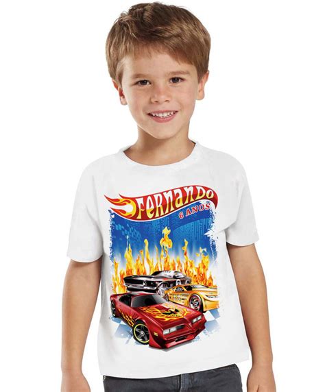 Camiseta Infantil Personalizada Hot Wheels A Anos Elo