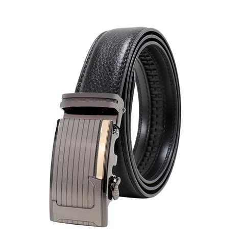 New Men's Genuine Leather Ratchet Dress Belt with Automatic L Buckle ...