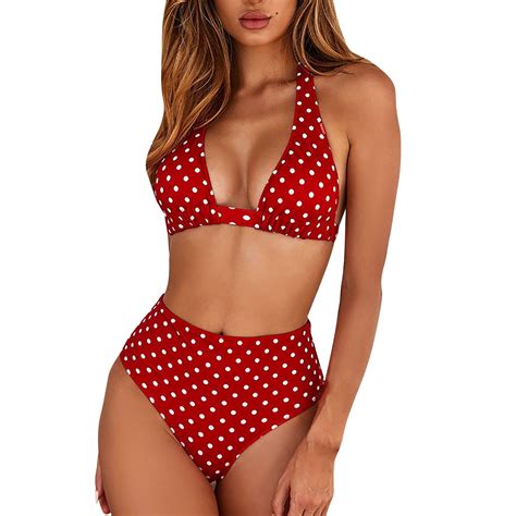 Women Bikini Fashion Swimwear Exy Print High Wait Halter Neck Wimuit