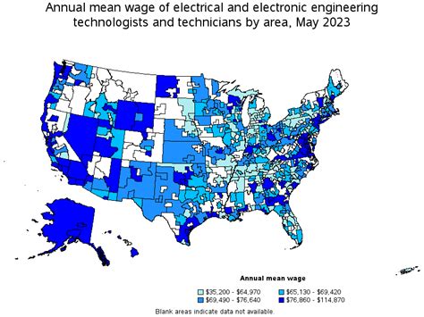 Map Of Annual Mean Wages Of Electrical And Electronic Engineering