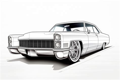 1965 Cadillac Coupe Deville Line Drawing Etsy