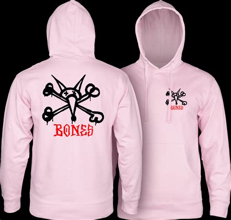 Powell Peralta Rat Bones Hooded Sweatshirt Mid Weight Light Pink Photo