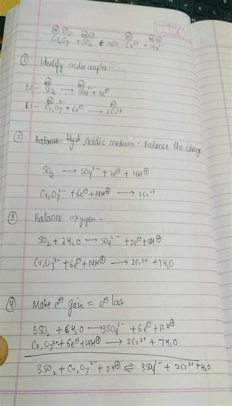 Balance the following reaction by oxidation number method: K2Cr2O7 ...