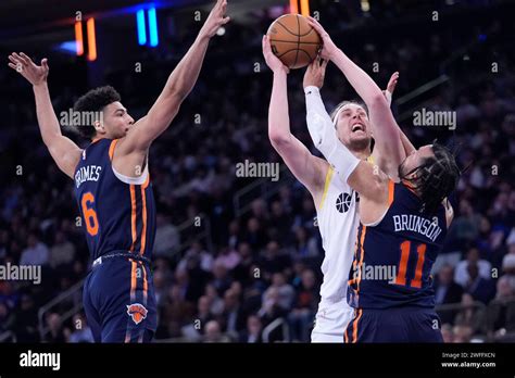 Utah Jazz Forward Kelly Olynyk Goes To The Basket Against New York