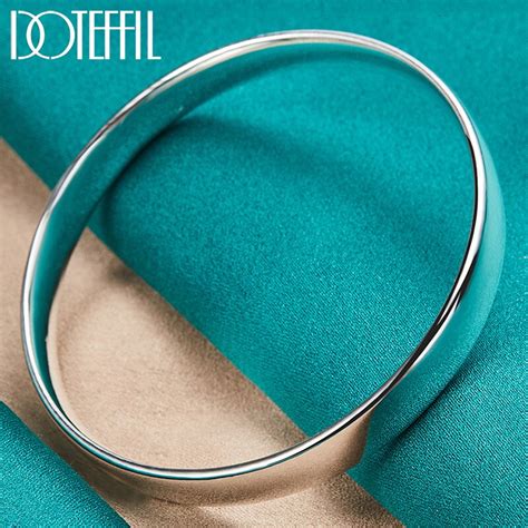 Doteffil Sterling Silber Mm Gro E Glatte Solide Armband Armreif F