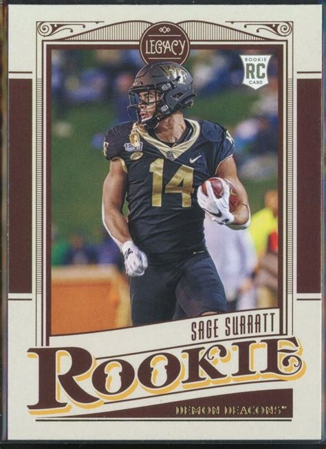 Panini Legacy Sage Surratt Rookie Rc Ebay