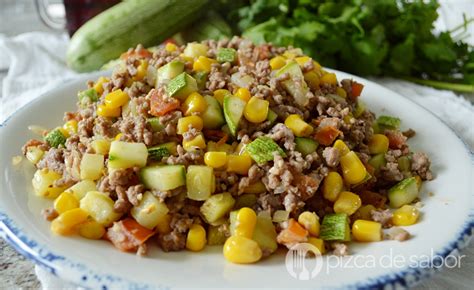 Carne Molida Con Elote Y Calabacita Pizca De Sabor