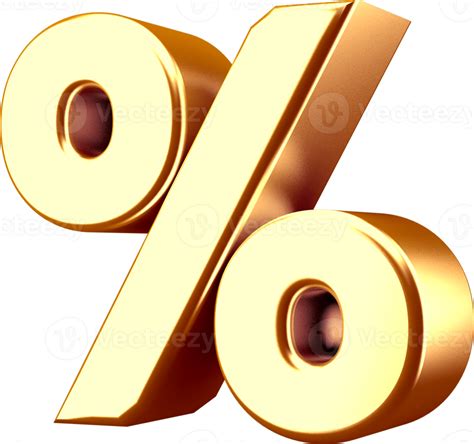 3d Golden Percent Icon 18250089 Png